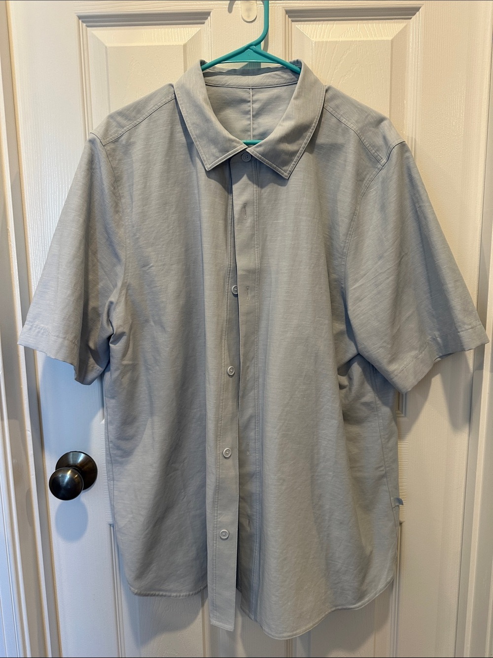 Lululemon light blue/ Gray Short-Sleeve Button-Down Shirt
